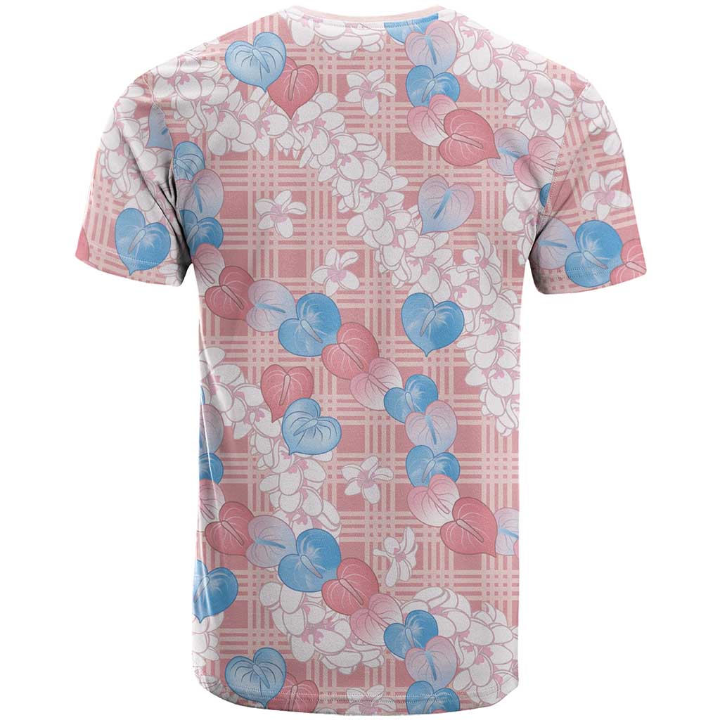 Anthurium Plumeria Lei Pastel T Shirt Pink Hawaiian Splendid Palaka LT01 - Polynesian Pride