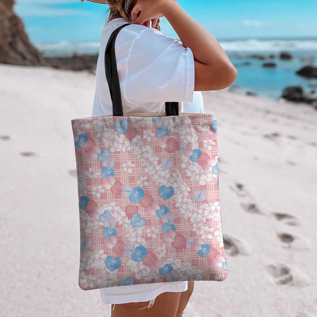 Anthurium Plumeria Lei Pastel Tote Bag Pink Hawaiian Splendid Palaka