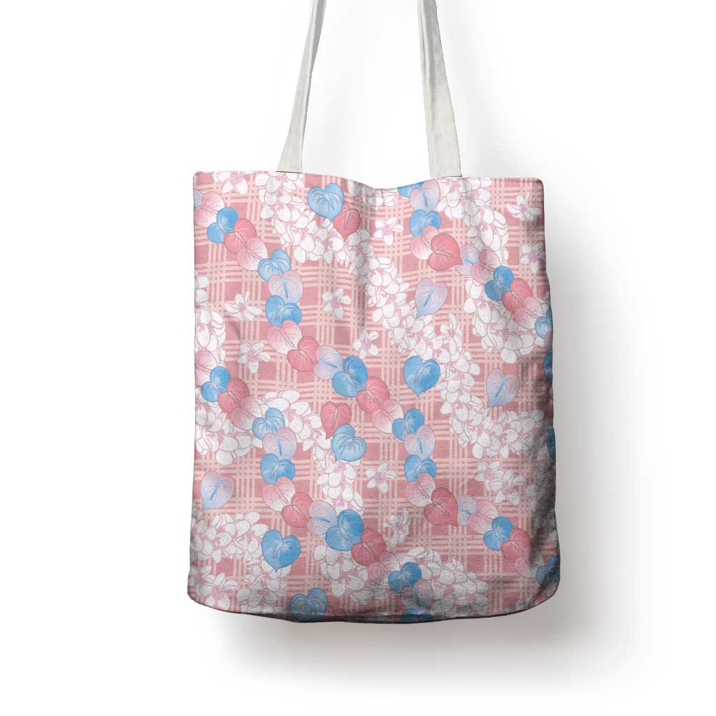 Anthurium Plumeria Lei Pastel Tote Bag Pink Hawaiian Splendid Palaka