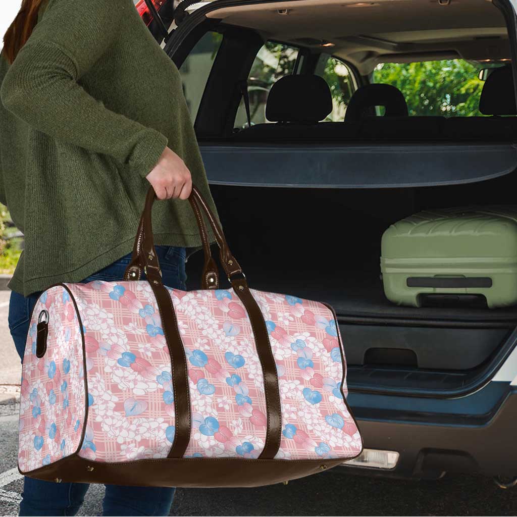 Anthurium Plumeria Lei Pastel Travel Bag Pink Hawaiian Splendid Palaka LT01 - Polynesian Pride
