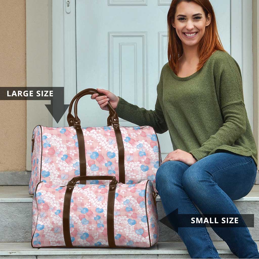 Anthurium Plumeria Lei Pastel Travel Bag Pink Hawaiian Splendid Palaka LT01 - Polynesian Pride