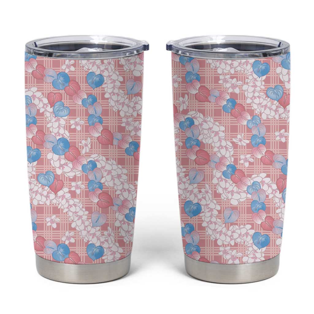 Anthurium Plumeria Lei Pastel Tumbler Cup Pink Hawaiian Splendid Palaka LT01 Pink - Polynesian Pride