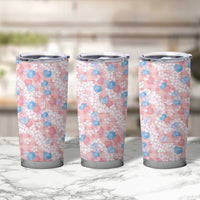 Anthurium Plumeria Lei Pastel Tumbler Cup Pink Hawaiian Splendid Palaka LT01 - Polynesian Pride