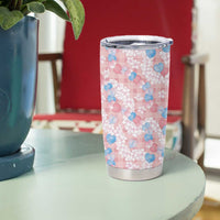 Anthurium Plumeria Lei Pastel Tumbler Cup Pink Hawaiian Splendid Palaka LT01 - Polynesian Pride