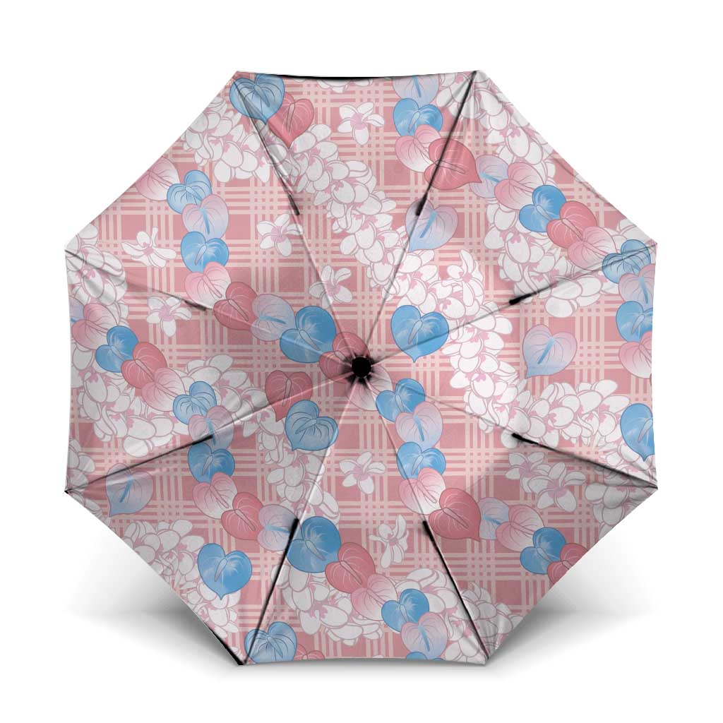 Anthurium Plumeria Lei Pastel Umbrella Pink Hawaiian Splendid Palaka LT01 One Size Folded 11.42 inch Opened Diameter 37.4 inch Pink - Polynesian Pride