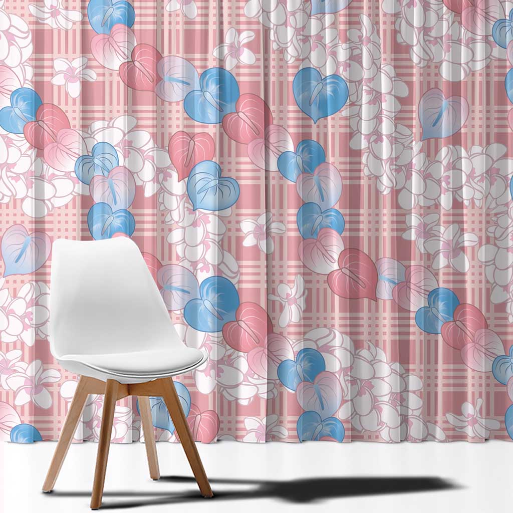 Anthurium Plumeria Lei Pastel Window Curtain Pink Hawaiian Splendid Palaka LT01 - Polynesian Pride