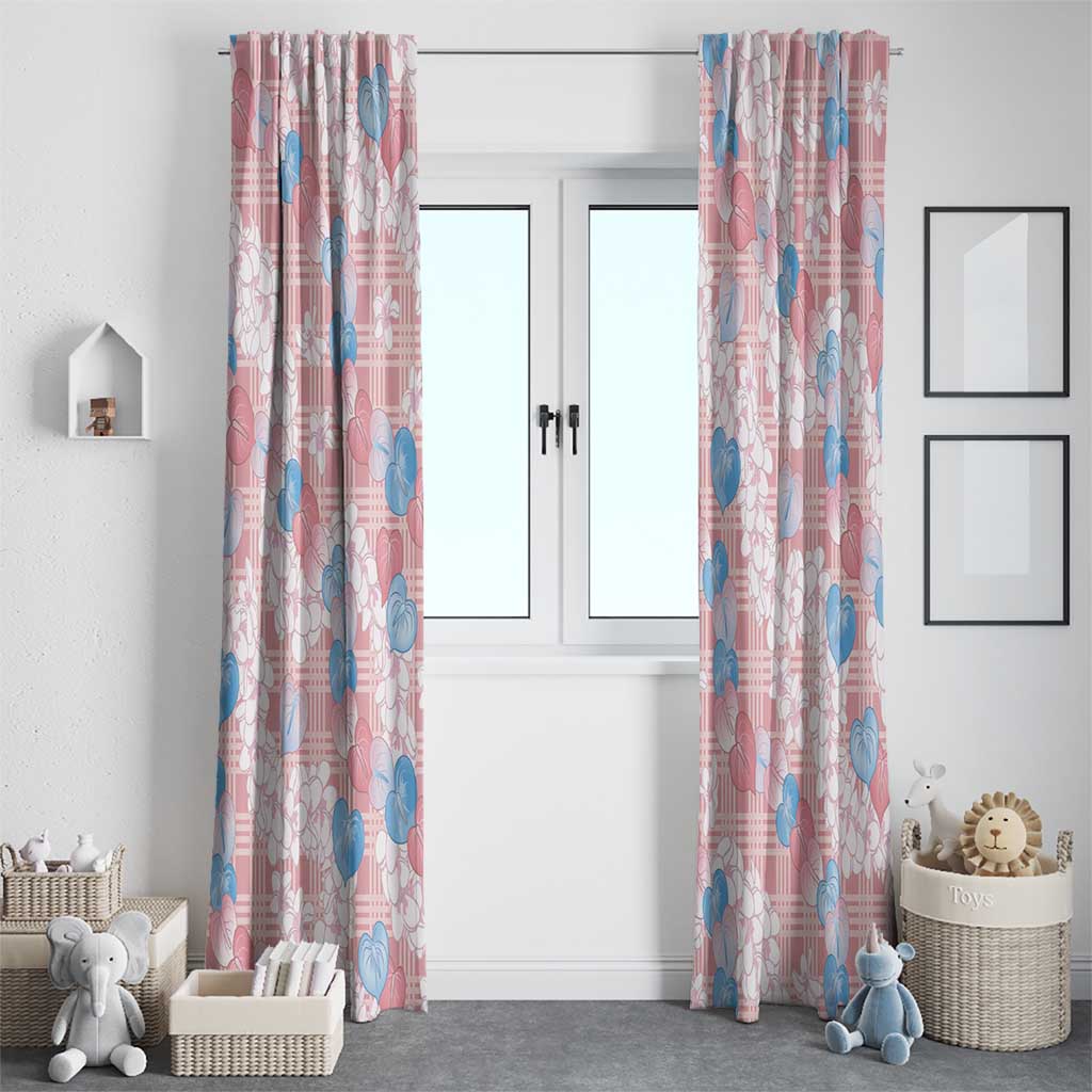 Anthurium Plumeria Lei Pastel Window Curtain Pink Hawaiian Splendid Palaka LT01 - Polynesian Pride