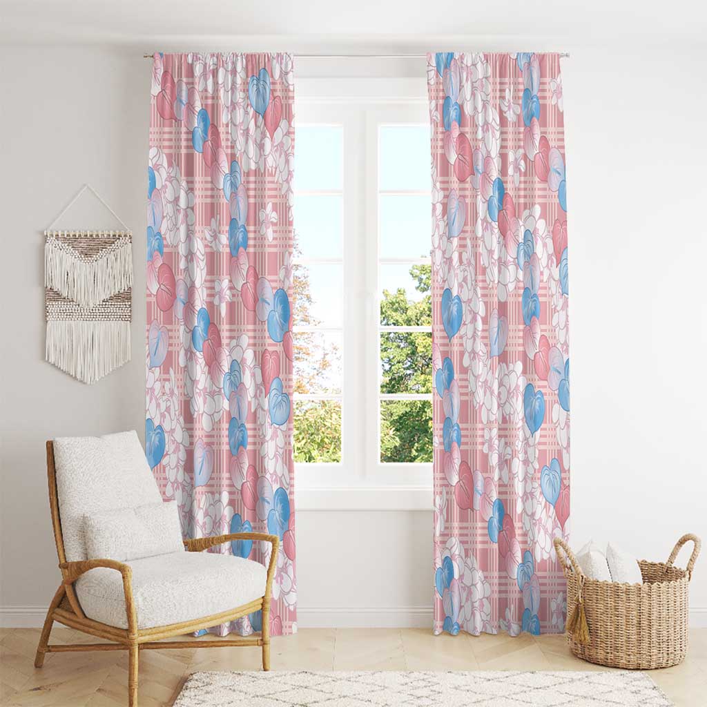 Anthurium Plumeria Lei Pastel Window Curtain Pink Hawaiian Splendid Palaka LT01 - Polynesian Pride