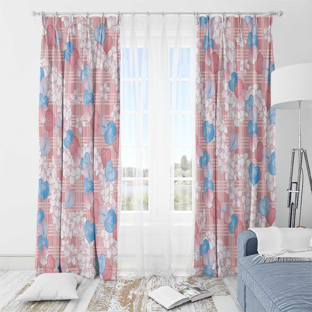 Anthurium Plumeria Lei Pastel Window Curtain Pink Hawaiian Splendid Palaka LT01 - Polynesian Pride