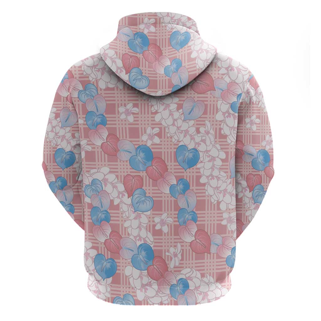 Anthurium Plumeria Lei Pastel Zip Hoodie Pink Hawaiian Splendid Palaka LT01 - Polynesian Pride