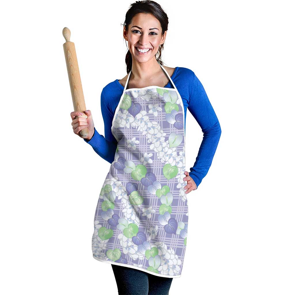 Anthurium Plumeria Lei Pastel Apron Purple Hawaiian Splendid Palaka LT01 - Polynesian Pride