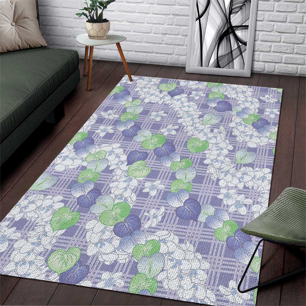 Anthurium Plumeria Lei Pastel Area Rug Purple Hawaiian Splendid Palaka LT01 Purple - Polynesian Pride