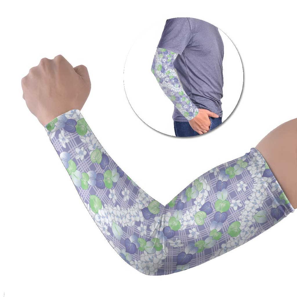 Anthurium Plumeria Lei Pastel Arm Sleeves Purple Hawaiian Splendid Palaka LT01 Set of 2 Purple - Polynesian Pride