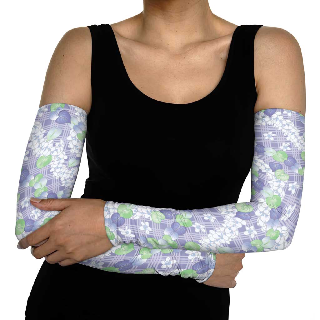 Anthurium Plumeria Lei Pastel Arm Sleeves Purple Hawaiian Splendid Palaka LT01 - Polynesian Pride
