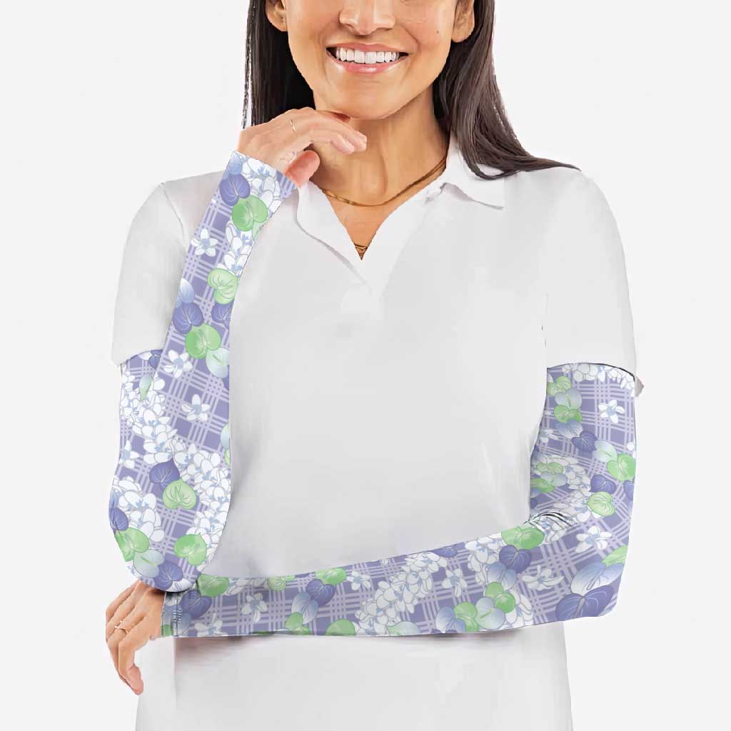 Anthurium Plumeria Lei Pastel Arm Sleeves Purple Hawaiian Splendid Palaka LT01 - Polynesian Pride