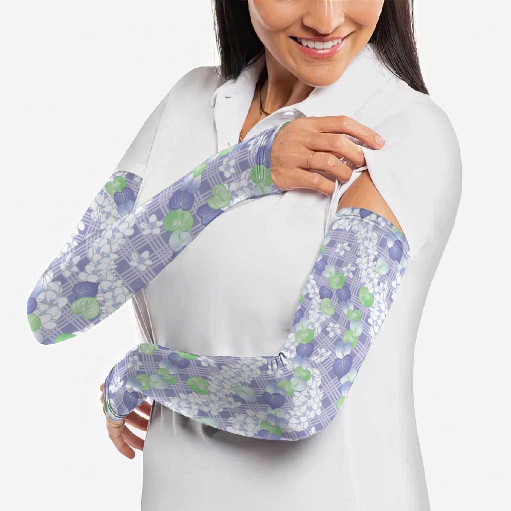 Anthurium Plumeria Lei Pastel Arm Sleeves Purple Hawaiian Splendid Palaka LT01 - Polynesian Pride