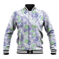 Anthurium Plumeria Lei Pastel Baseball Jacket Purple Hawaiian Splendid Palaka LT01 Unisex Purple - Polynesian Pride