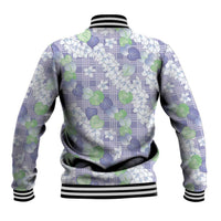 Anthurium Plumeria Lei Pastel Baseball Jacket Purple Hawaiian Splendid Palaka LT01 - Polynesian Pride