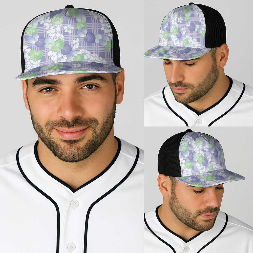 Anthurium Plumeria Lei Pastel Baseball Net Cap Purple Hawaiian Splendid Palaka LT01 - Polynesian Pride