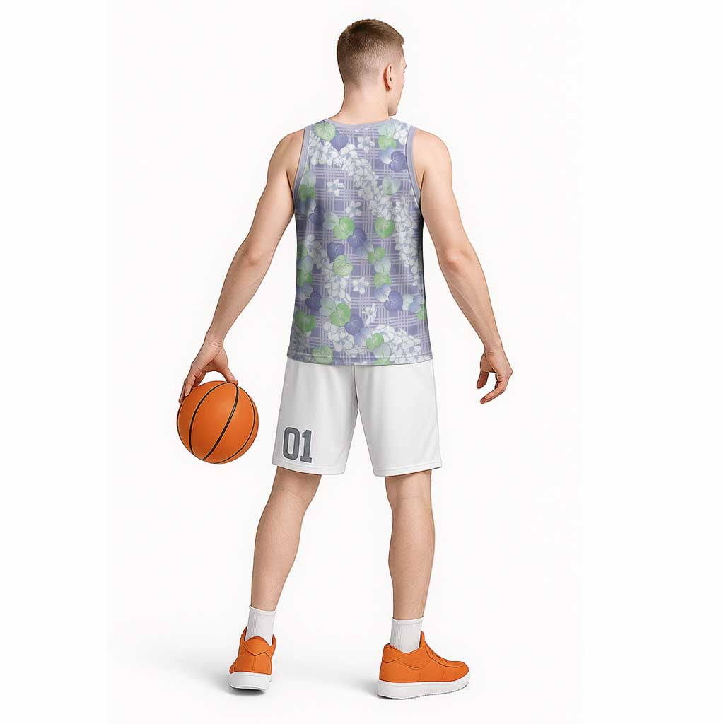 Anthurium Plumeria Lei Pastel Basketball Jersey Purple Hawaiian Splendid Palaka LT01 - Polynesian Pride