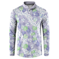 Anthurium Plumeria Lei Pastel Button Sweatshirt Purple Hawaiian Splendid Palaka LT01 Purple - Polynesian Pride
