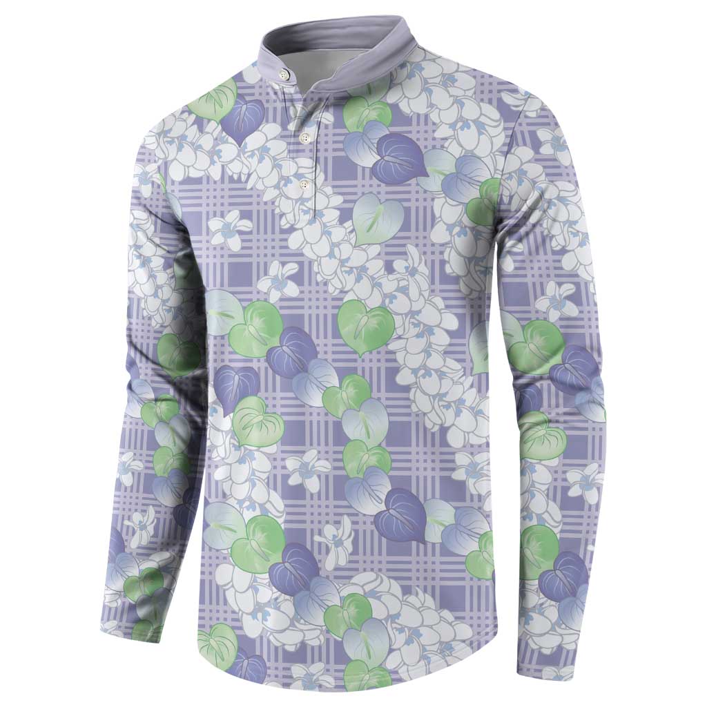Anthurium Plumeria Lei Pastel Button Sweatshirt Purple Hawaiian Splendid Palaka LT01 - Polynesian Pride