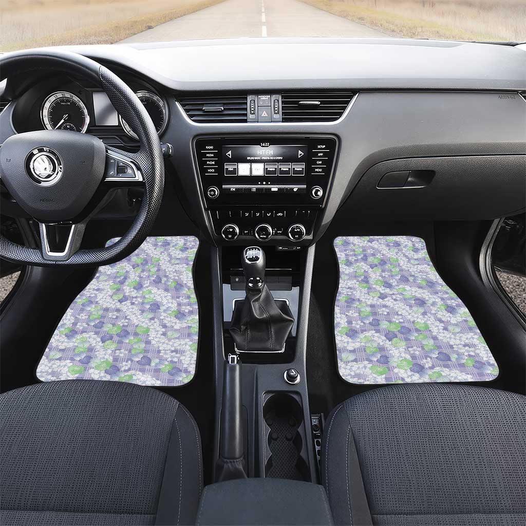 Anthurium Plumeria Lei Pastel Car Mats Purple Hawaiian Splendid Palaka LT01 Set 2pcs - Front Purple - Polynesian Pride
