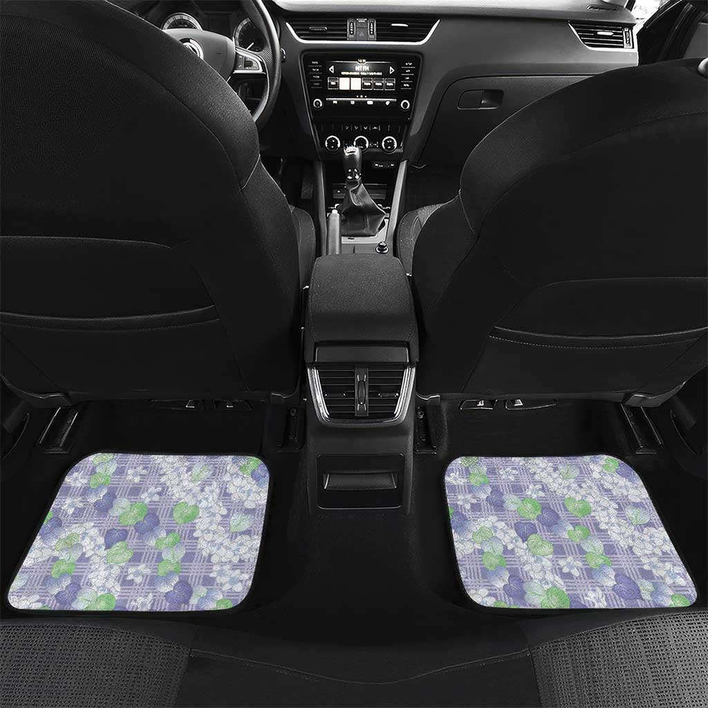Anthurium Plumeria Lei Pastel Car Mats Purple Hawaiian Splendid Palaka LT01 Set 2pcs - Back Purple - Polynesian Pride