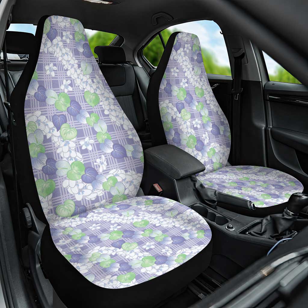 Anthurium Plumeria Lei Pastel Car Seat Cover Purple Hawaiian Splendid Palaka LT01 One Size Purple - Polynesian Pride