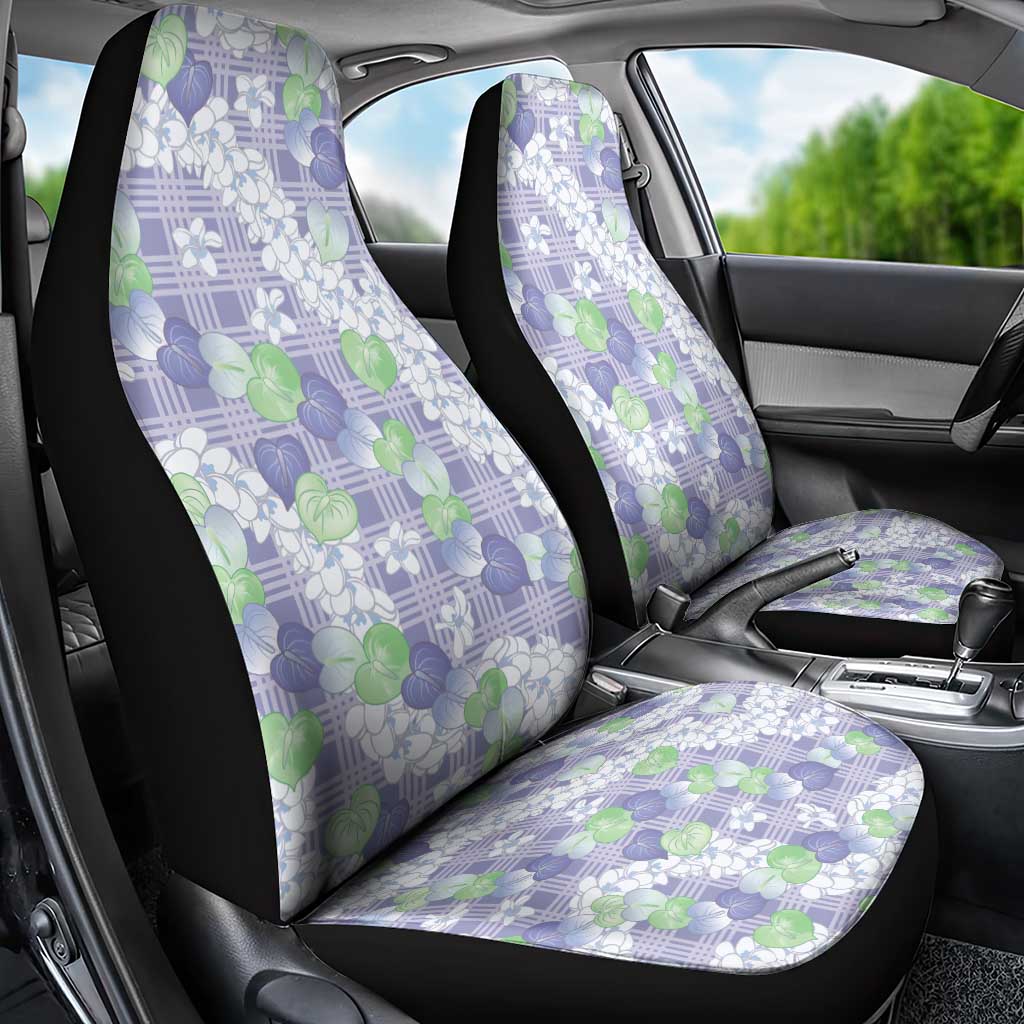 Anthurium Plumeria Lei Pastel Car Seat Cover Purple Hawaiian Splendid Palaka LT01 - Polynesian Pride