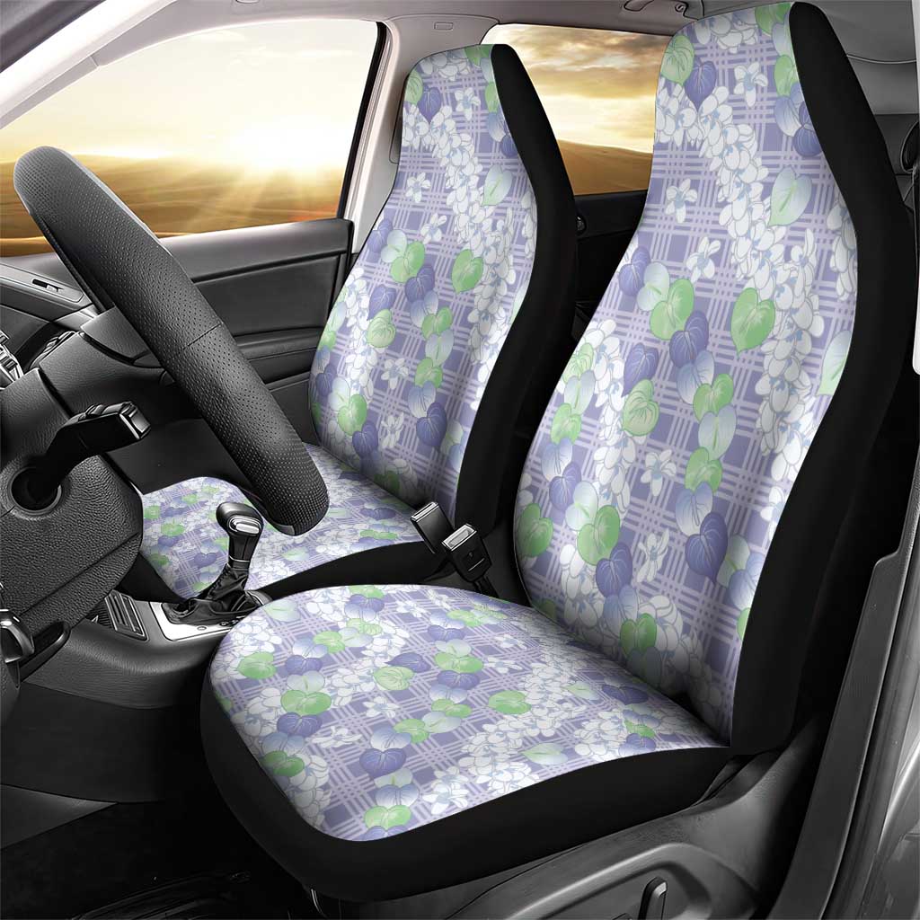 Anthurium Plumeria Lei Pastel Car Seat Cover Purple Hawaiian Splendid Palaka LT01 - Polynesian Pride
