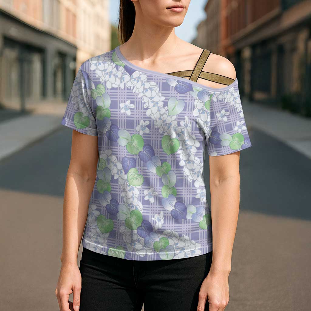 Anthurium Plumeria Lei Pastel Cross Shoulder Shirt Purple Hawaiian Splendid Palaka