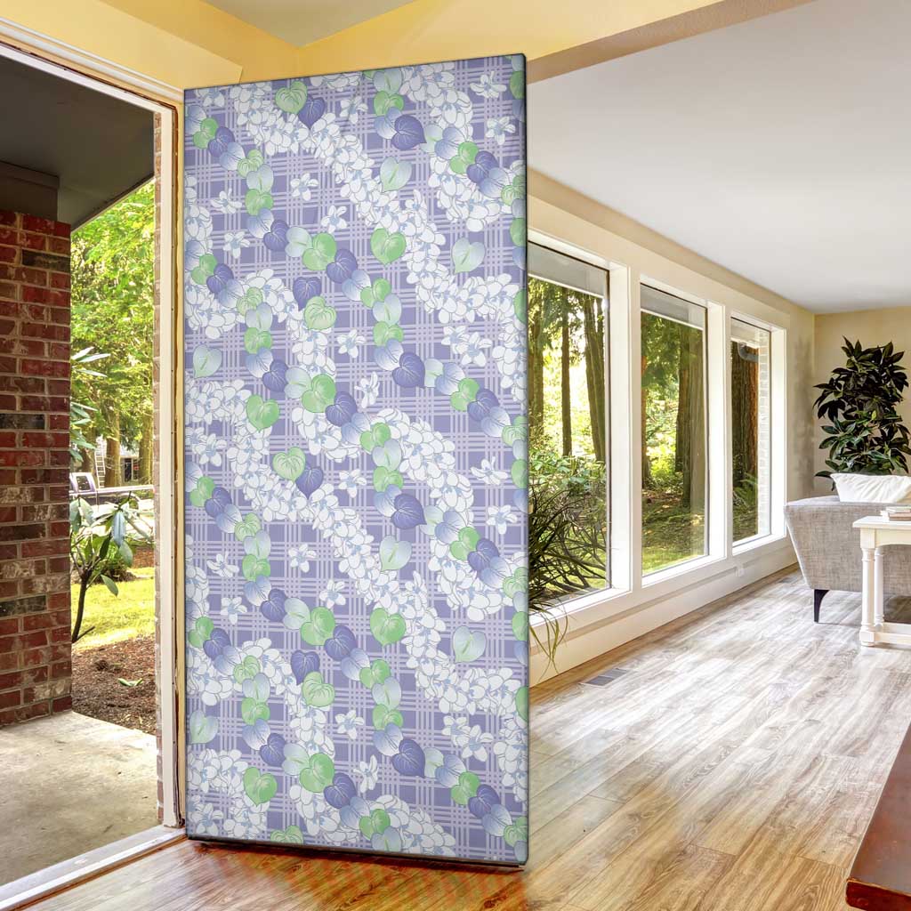 Anthurium Plumeria Lei Pastel Door Cover Purple Hawaiian Splendid Palaka LT01 - Polynesian Pride