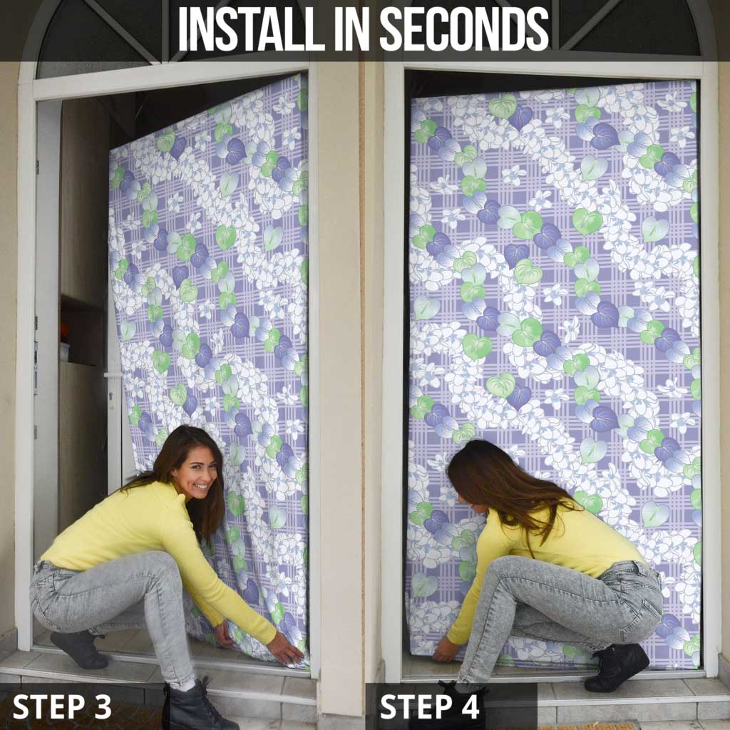 Anthurium Plumeria Lei Pastel Door Cover Purple Hawaiian Splendid Palaka LT01 - Polynesian Pride