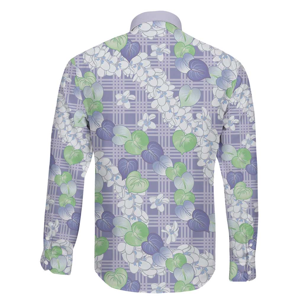 Anthurium Plumeria Lei Pastel Family Matching Long Sleeve Bodycon Dress and Hawaiian Shirt Purple Hawaiian Splendid Palaka