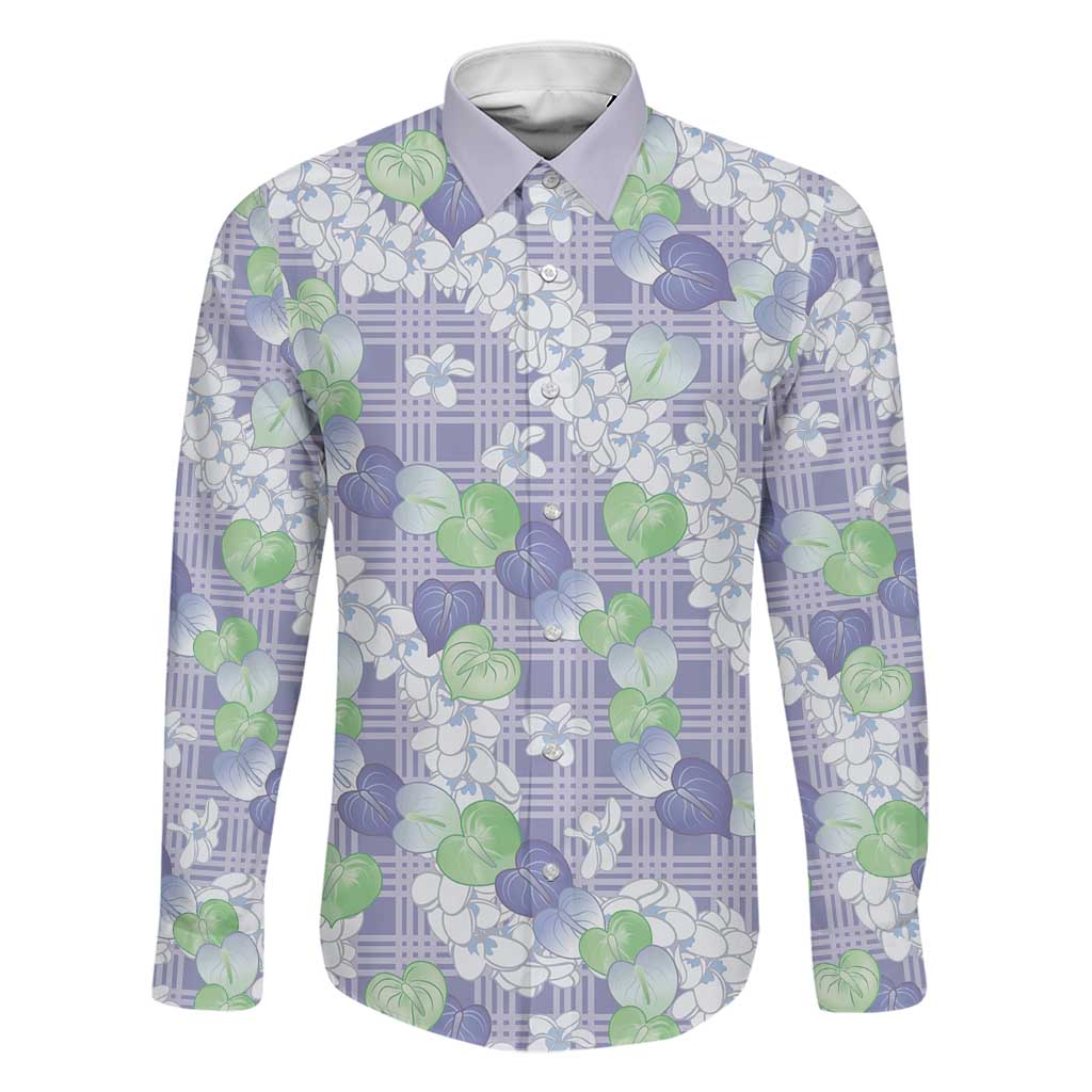 Anthurium Plumeria Lei Pastel Family Matching Off Shoulder Maxi Dress and Hawaiian Shirt Purple Hawaiian Splendid Palaka
