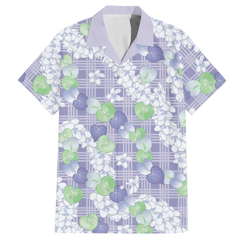 Anthurium Plumeria Lei Pastel Family Matching Off Shoulder Short Dress and Hawaiian Shirt Purple Hawaiian Splendid Palaka
