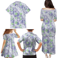 Anthurium Plumeria Lei Pastel Family Matching Puletasi and Hawaiian Shirt Purple Hawaiian Splendid Palaka
