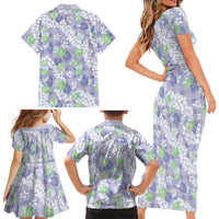 Anthurium Plumeria Lei Pastel Family Matching Short Sleeve Bodycon Dress and Hawaiian Shirt Purple Hawaiian Splendid Palaka