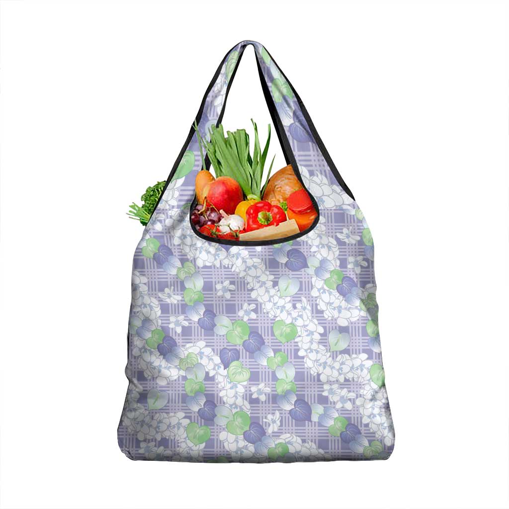 Anthurium Plumeria Lei Pastel Grocery Bag Purple Hawaiian Splendid Palaka
