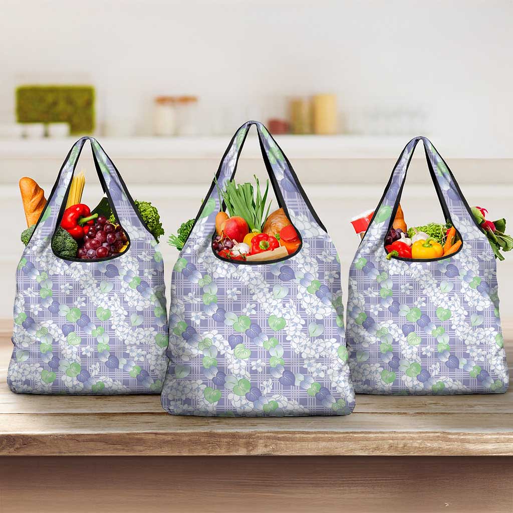 Anthurium Plumeria Lei Pastel Grocery Bag Purple Hawaiian Splendid Palaka LT01 3-pack One Size Purple - Polynesian Pride