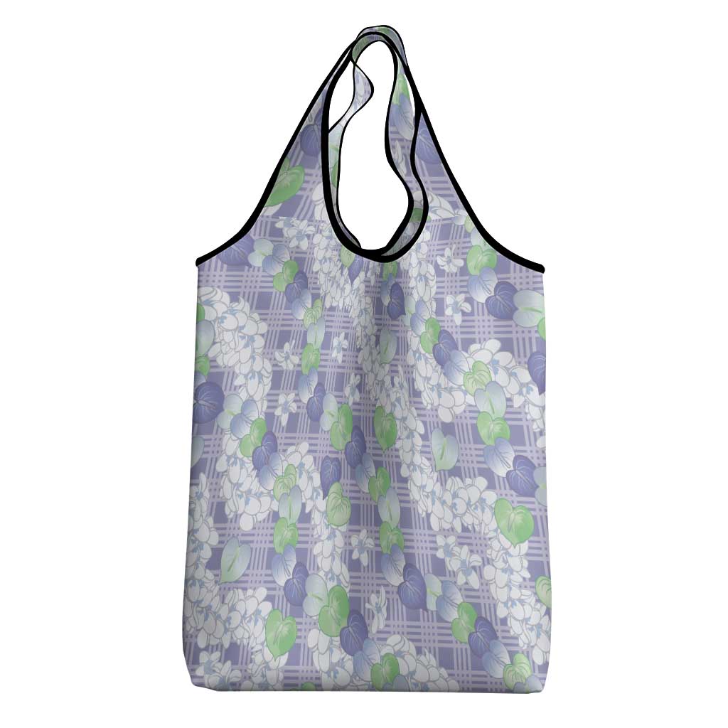 Anthurium Plumeria Lei Pastel Grocery Bag Purple Hawaiian Splendid Palaka LT01 - Polynesian Pride