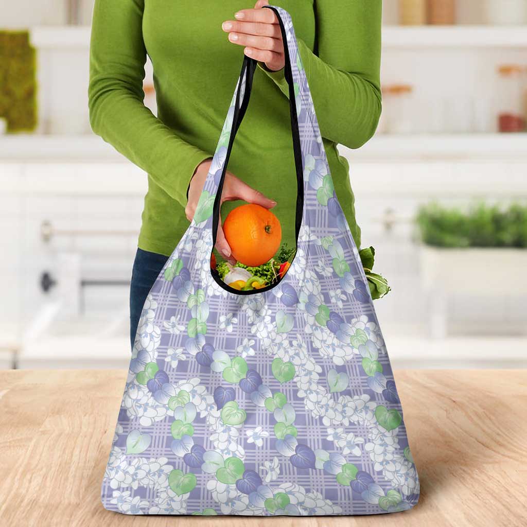 Anthurium Plumeria Lei Pastel Grocery Bag Purple Hawaiian Splendid Palaka LT01 - Polynesian Pride