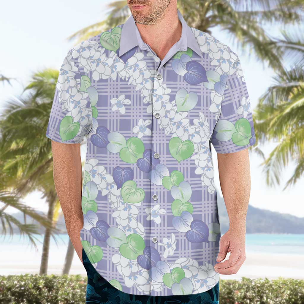 Anthurium Plumeria Lei Pastel Hawaiian Shirt Purple Hawaiian Splendid Palaka LT01 - Polynesian Pride