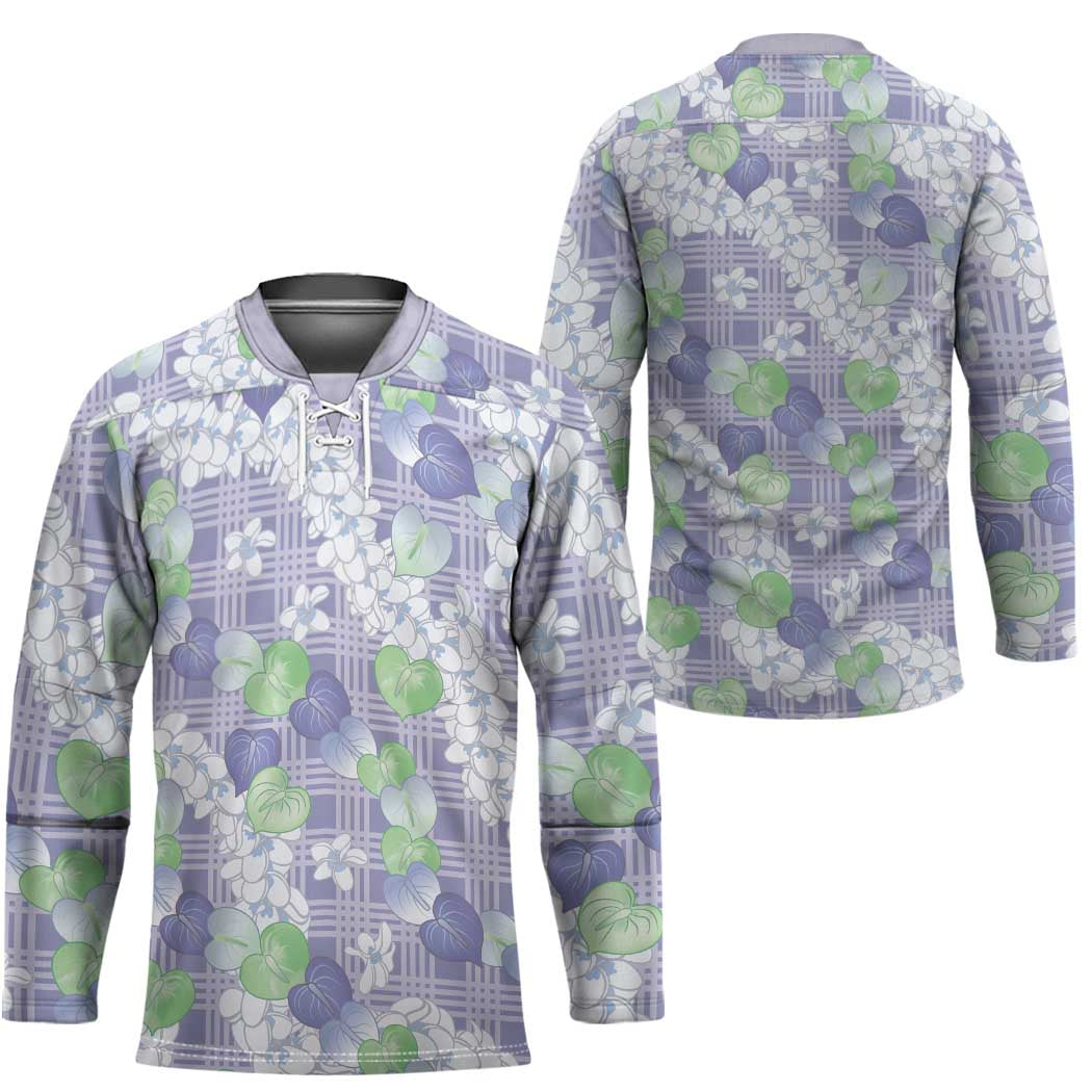 Anthurium Plumeria Lei Pastel Hockey Jersey Purple Hawaiian Splendid Palaka LT01 - Polynesian Pride