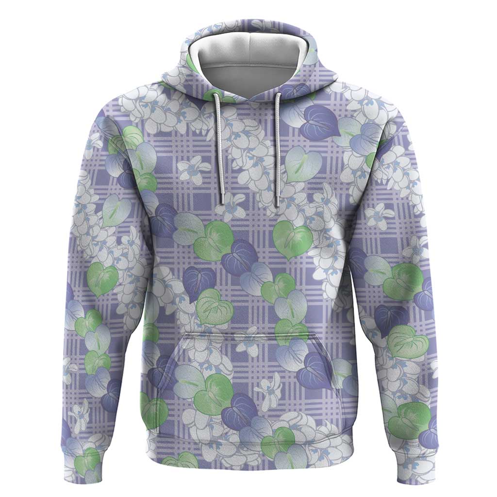 Anthurium Plumeria Lei Pastel Hoodie Purple Hawaiian Splendid Palaka