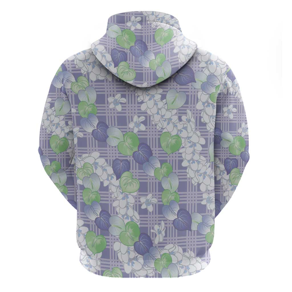 Anthurium Plumeria Lei Pastel Hoodie Purple Hawaiian Splendid Palaka
