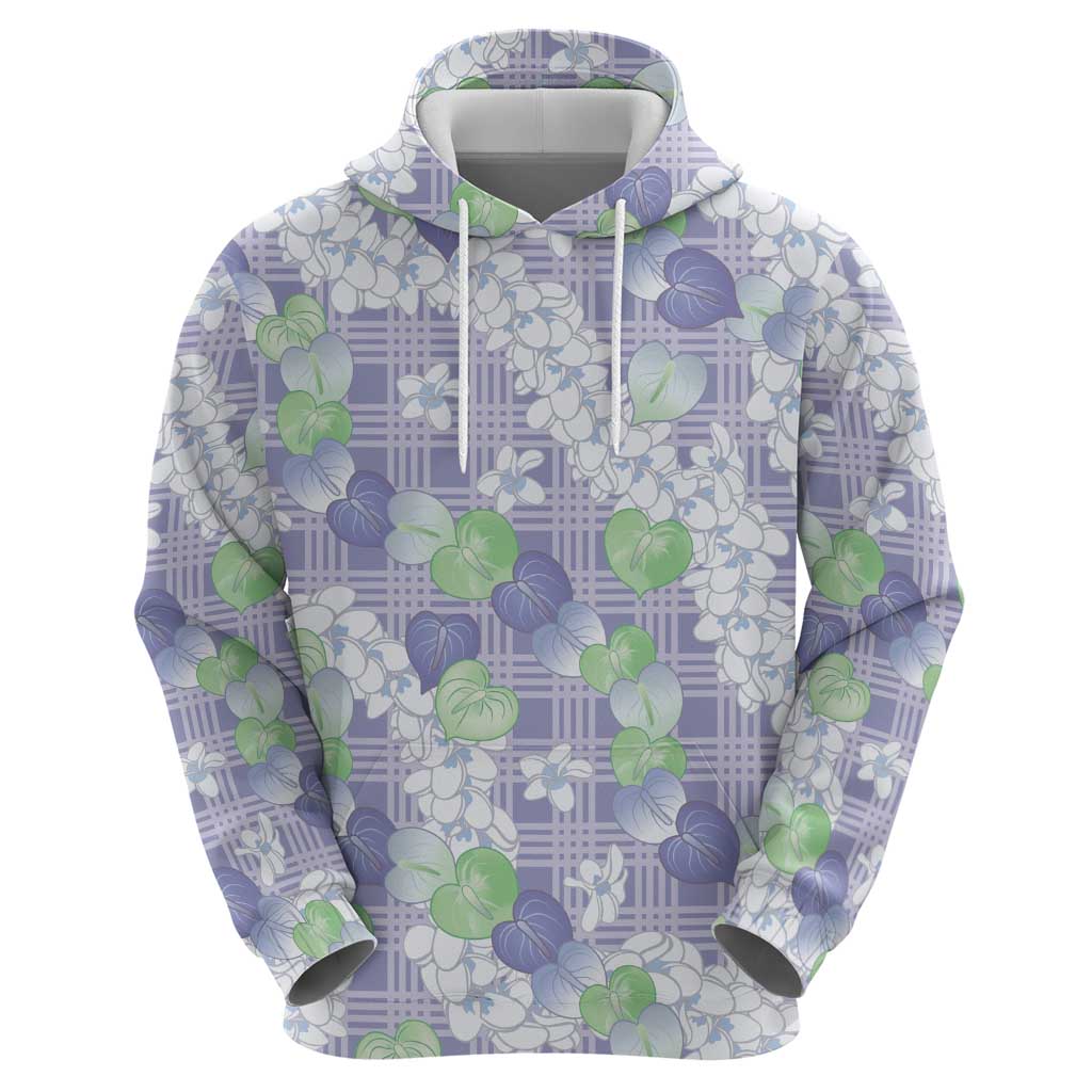 Anthurium Plumeria Lei Pastel Hoodie Purple Hawaiian Splendid Palaka