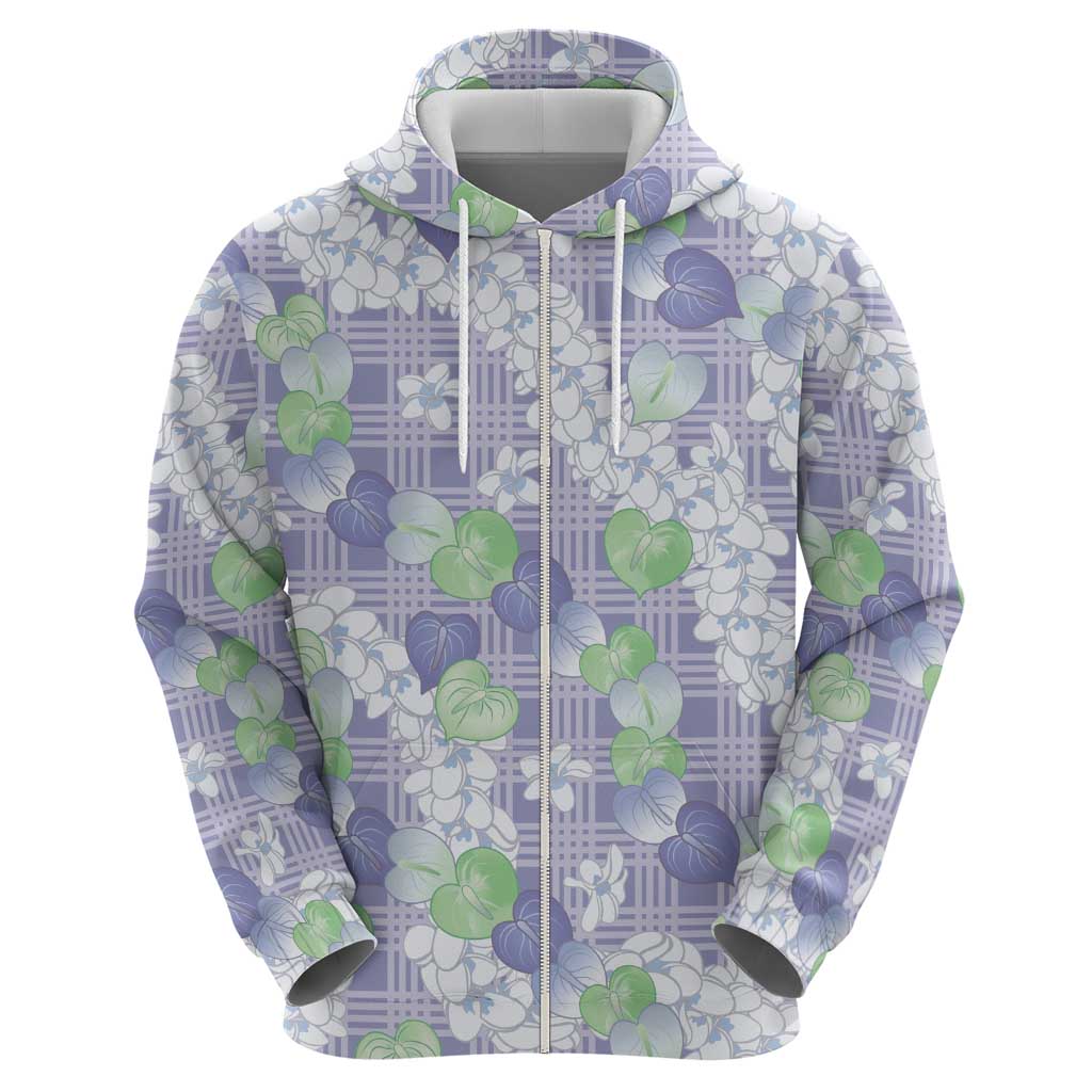 Anthurium Plumeria Lei Pastel Hoodie Purple Hawaiian Splendid Palaka