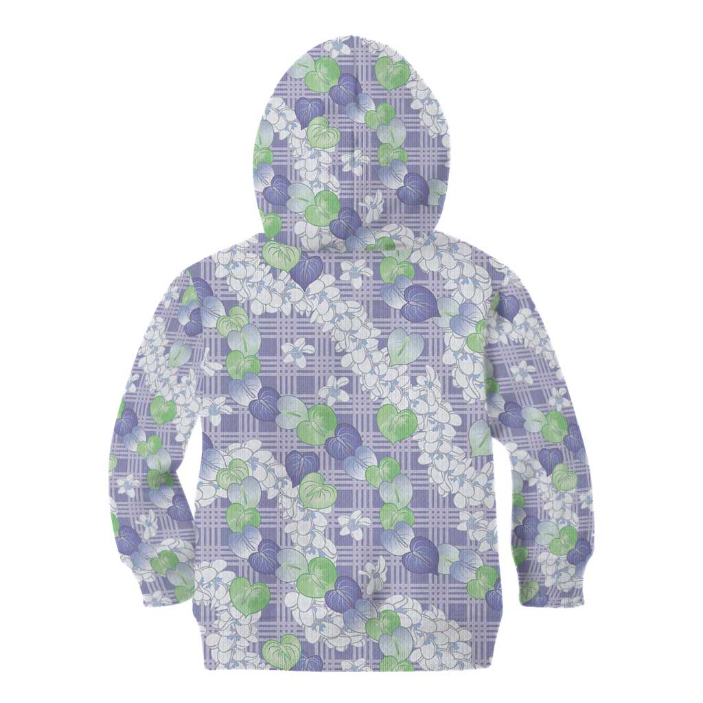 Anthurium Plumeria Lei Pastel Kid Hoodie Purple Hawaiian Splendid Palaka LT01 - Polynesian Pride